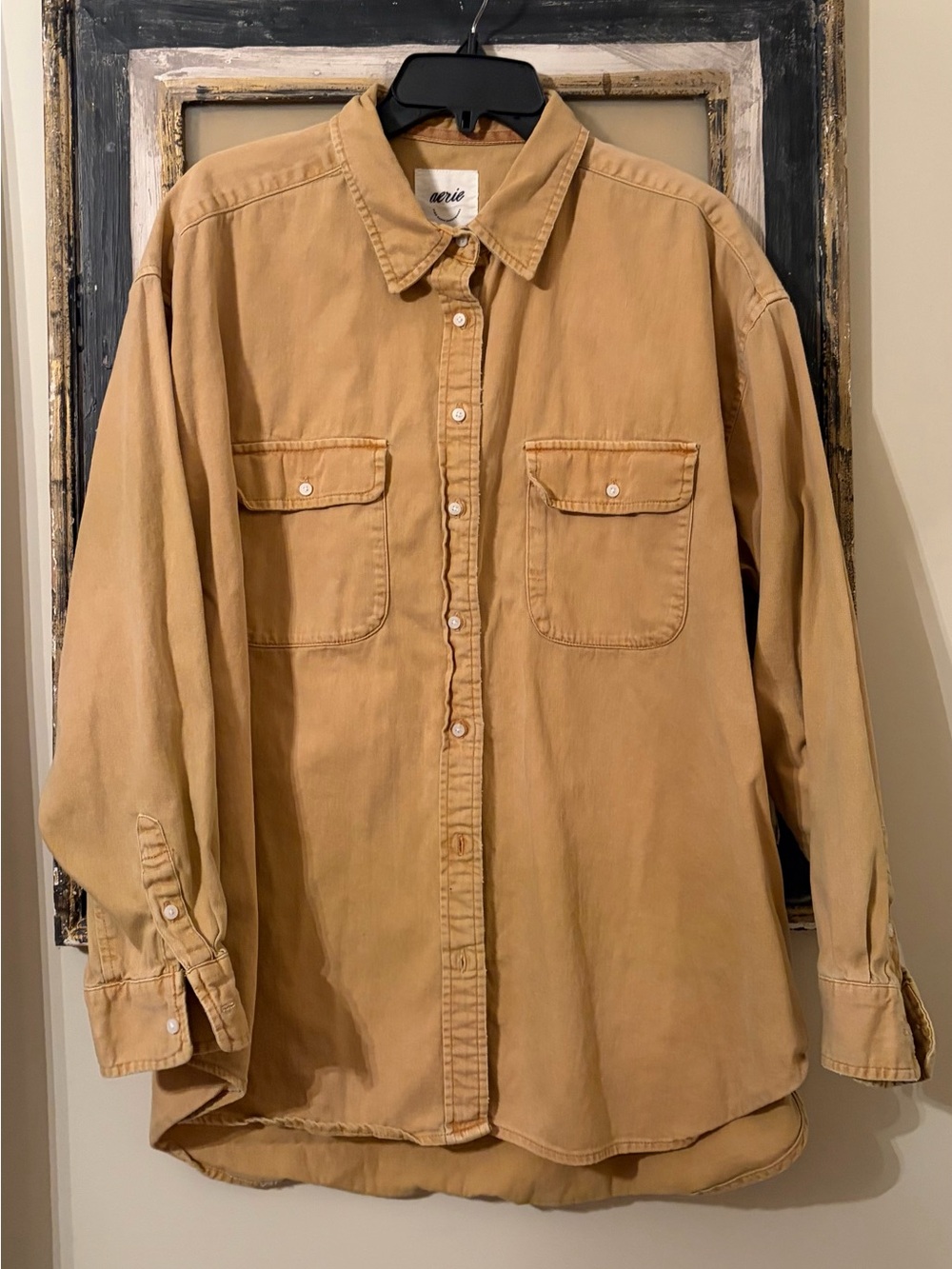 aerie Women's Tan Button-Down Shirt